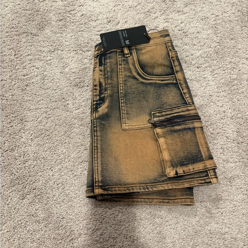 Fashion Nova Washed Mustard Cargo Mini Skirt